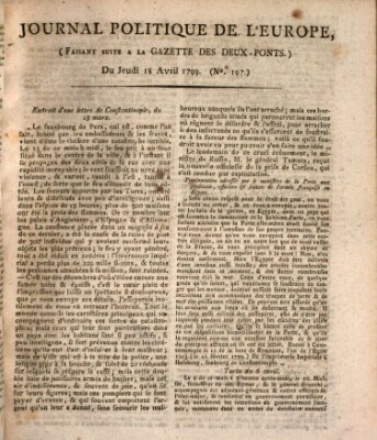 Journal politique de l'Europe (Gazette des Deux-Ponts) Donnerstag 18. April 1799