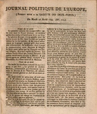 Journal politique de l'Europe (Gazette des Deux-Ponts) Dienstag 23. April 1799