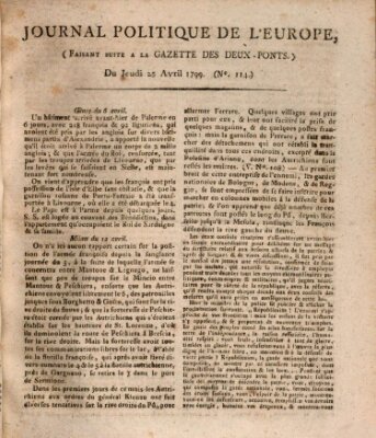 Journal politique de l'Europe (Gazette des Deux-Ponts) Donnerstag 25. April 1799