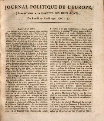 Journal politique de l'Europe (Gazette des Deux-Ponts) Montag 29. April 1799