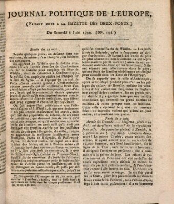 Journal politique de l'Europe (Gazette des Deux-Ponts) Samstag 8. Juni 1799