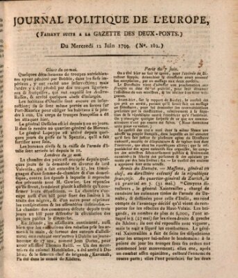 Journal politique de l'Europe (Gazette des Deux-Ponts) Mittwoch 12. Juni 1799