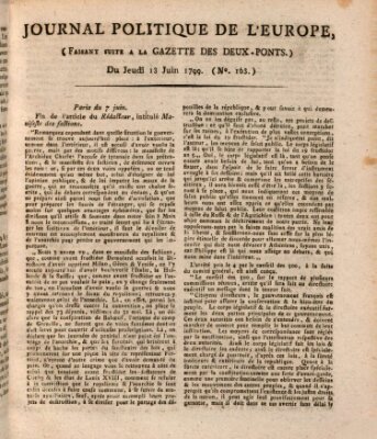 Journal politique de l'Europe (Gazette des Deux-Ponts) Donnerstag 13. Juni 1799