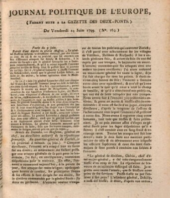 Journal politique de l'Europe (Gazette des Deux-Ponts) Freitag 14. Juni 1799