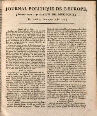 Journal politique de l'Europe (Gazette des Deux-Ponts) Donnerstag 27. Juni 1799