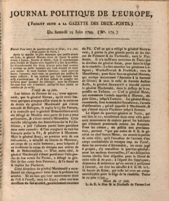 Journal politique de l'Europe (Gazette des Deux-Ponts) Samstag 29. Juni 1799