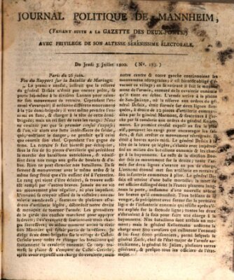 Journal politique de Mannheim (Gazette des Deux-Ponts) Donnerstag 3. Juli 1800