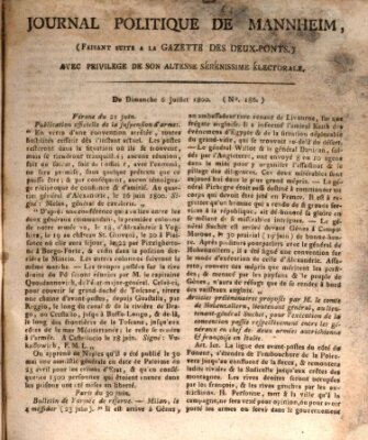 Journal politique de Mannheim (Gazette des Deux-Ponts) Sonntag 6. Juli 1800