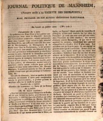 Journal politique de Mannheim (Gazette des Deux-Ponts) Montag 28. Juli 1800