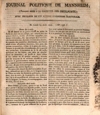 Journal politique de Mannheim (Gazette des Deux-Ponts) Montag 25. August 1800