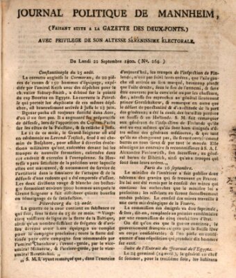 Journal politique de Mannheim (Gazette des Deux-Ponts) Montag 22. September 1800