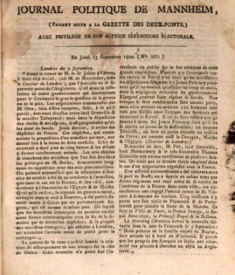 Journal politique de Mannheim (Gazette des Deux-Ponts) Donnerstag 25. September 1800