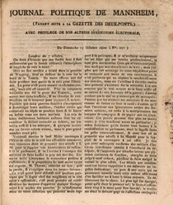 Journal politique de Mannheim (Gazette des Deux-Ponts) Sonntag 19. Oktober 1800