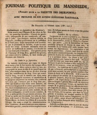 Journal politique de Mannheim (Gazette des Deux-Ponts) Sonntag 26. Oktober 1800