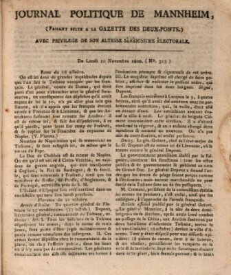 Journal politique de Mannheim (Gazette des Deux-Ponts) Montag 10. November 1800