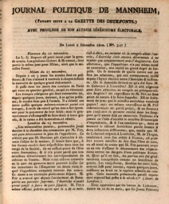 Journal politique de Mannheim (Gazette des Deux-Ponts) Montag 8. Dezember 1800