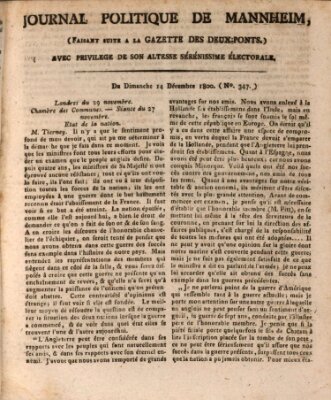 Journal politique de Mannheim (Gazette des Deux-Ponts) Sonntag 14. Dezember 1800