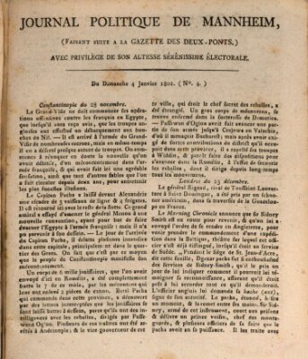 Journal politique de Mannheim (Gazette des Deux-Ponts) Sonntag 4. Januar 1801