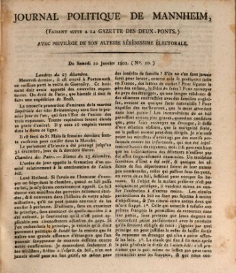 Journal politique de Mannheim (Gazette des Deux-Ponts) Samstag 10. Januar 1801