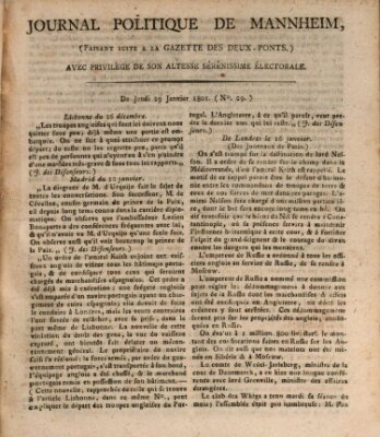 Journal politique de Mannheim (Gazette des Deux-Ponts) Donnerstag 29. Januar 1801