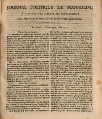 Journal politique de Mannheim (Gazette des Deux-Ponts) Sonntag 1. Februar 1801