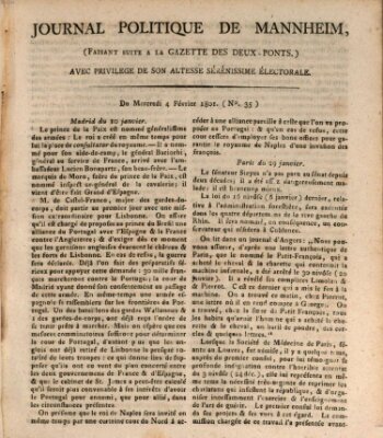 Journal politique de Mannheim (Gazette des Deux-Ponts) Mittwoch 4. Februar 1801