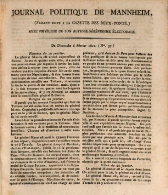 Journal politique de Mannheim (Gazette des Deux-Ponts) Sonntag 8. Februar 1801