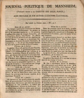 Journal politique de Mannheim (Gazette des Deux-Ponts) Montag 23. Februar 1801