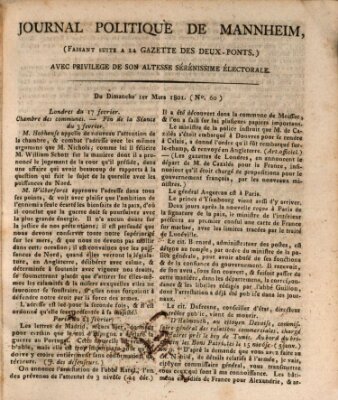 Journal politique de Mannheim (Gazette des Deux-Ponts) Sonntag 1. März 1801