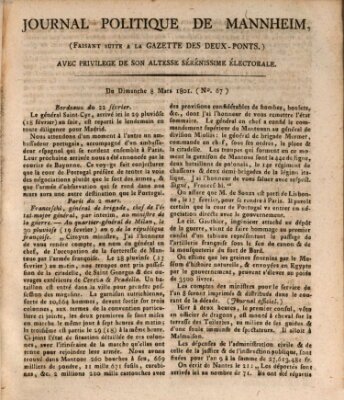 Journal politique de Mannheim (Gazette des Deux-Ponts) Sonntag 8. März 1801