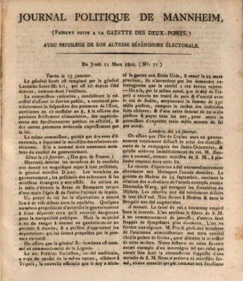 Journal politique de Mannheim (Gazette des Deux-Ponts) Donnerstag 12. März 1801