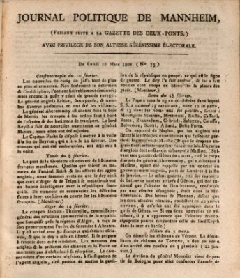 Journal politique de Mannheim (Gazette des Deux-Ponts) Montag 16. März 1801