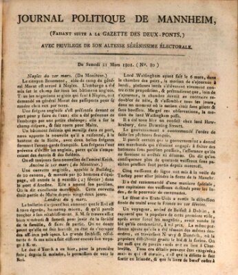 Journal politique de Mannheim (Gazette des Deux-Ponts) Samstag 21. März 1801