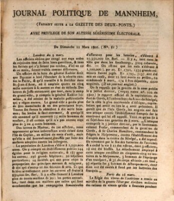 Journal politique de Mannheim (Gazette des Deux-Ponts) Sonntag 22. März 1801