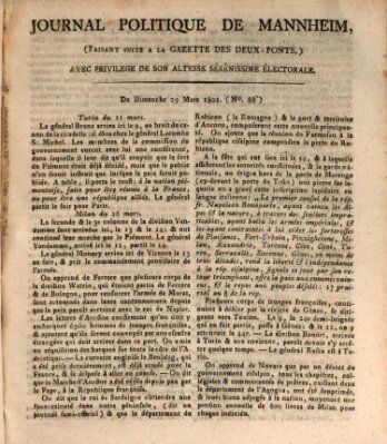 Journal politique de Mannheim (Gazette des Deux-Ponts) Sonntag 29. März 1801