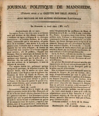 Journal politique de Mannheim (Gazette des Deux-Ponts) Sonntag 12. April 1801