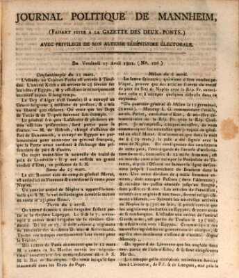 Journal politique de Mannheim (Gazette des Deux-Ponts) Freitag 17. April 1801