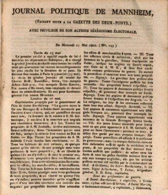 Journal politique de Mannheim (Gazette des Deux-Ponts) Mittwoch 27. Mai 1801