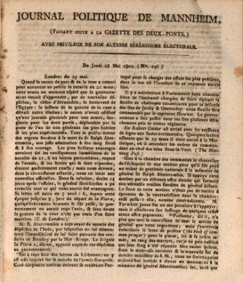 Journal politique de Mannheim (Gazette des Deux-Ponts) Donnerstag 28. Mai 1801