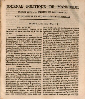 Journal politique de Mannheim (Gazette des Deux-Ponts) Dienstag 2. Juni 1801