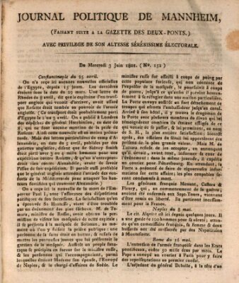 Journal politique de Mannheim (Gazette des Deux-Ponts) Mittwoch 3. Juni 1801
