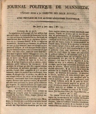 Journal politique de Mannheim (Gazette des Deux-Ponts) Donnerstag 4. Juni 1801