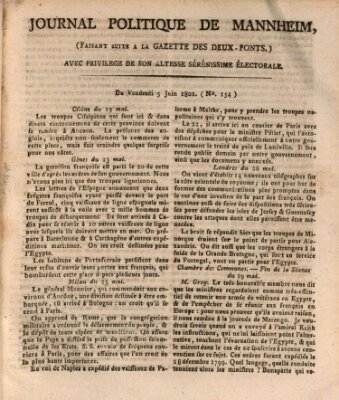 Journal politique de Mannheim (Gazette des Deux-Ponts) Freitag 5. Juni 1801