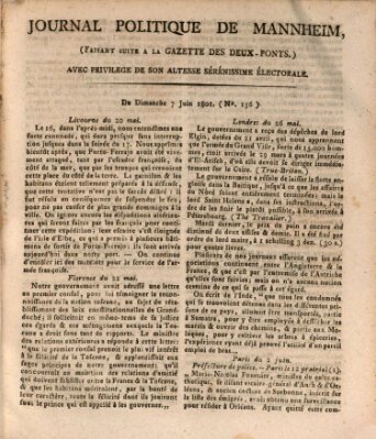 Journal politique de Mannheim (Gazette des Deux-Ponts) Sonntag 7. Juni 1801