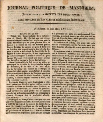 Journal politique de Mannheim (Gazette des Deux-Ponts) Mittwoch 10. Juni 1801