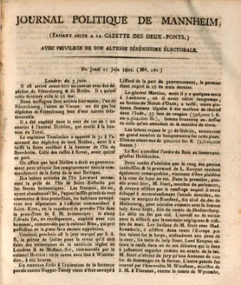 Journal politique de Mannheim (Gazette des Deux-Ponts) Donnerstag 11. Juni 1801