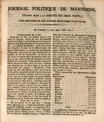 Journal politique de Mannheim (Gazette des Deux-Ponts) Freitag 12. Juni 1801