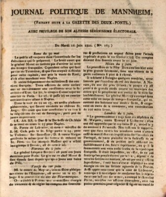 Journal politique de Mannheim (Gazette des Deux-Ponts) Dienstag 16. Juni 1801