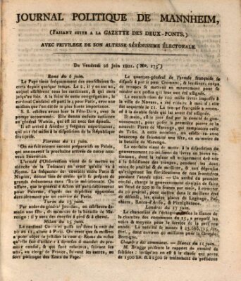 Journal politique de Mannheim (Gazette des Deux-Ponts) Freitag 26. Juni 1801