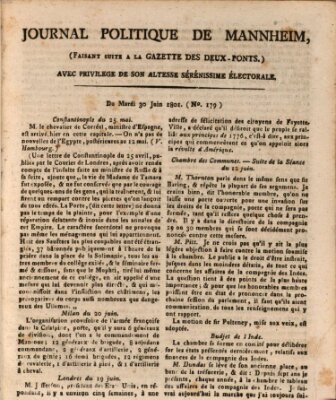 Journal politique de Mannheim (Gazette des Deux-Ponts) Dienstag 30. Juni 1801